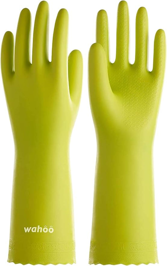 LANON wahoo Cleaning Gloves with Cotton Flocked Liner,Bud Tender,Medium | Skin-Friendly,Dish Washing,Reusable,Latex Free,DEHP-Free,Non-Slip,Dishwashing Household Kitchen Gloves