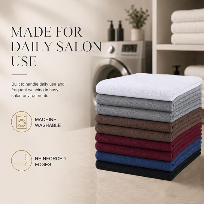 Salon Towels 48 Pack, Microfiber Barber Towels Bulk | (16x29 inches) Hair-Drying Cloth Super Soft Hand Cloth for Gym, Bath, Spa and Home Beauty Care(Not Bleach Proof) - Multicolor