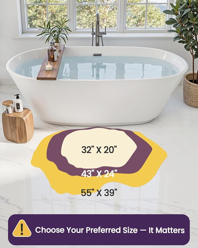 DEXI Cute Moss Bath Mat, Green Oval Bathroom Rugs, 43x24 | Soft and Absorbent Microfiber, Non Slip, Machine Washable Bathmat for Shower Floor, Bedroom, Kids Room, Home Decor