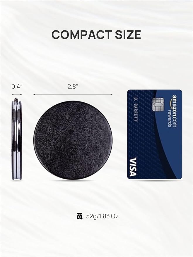OMIRO 1X/10X Compact Magnifying Mirror for Travel, 2.8 in | Small Mirror for Purse, Pocket Mirror for Women, Dual-Sided Flip, PU Leather, Round (Starry Night)