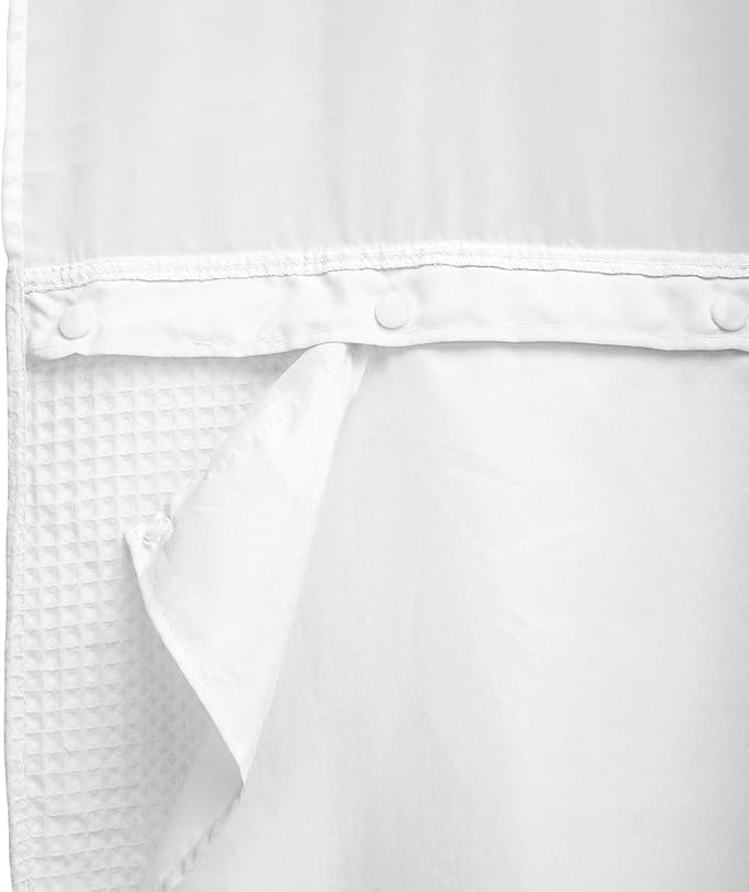 Barossa Design 70x60 Long Snap-in Shower Curtain Replacement Liner White | for No Hook Shower Curtain, Water Repellent, Machine Washable, Corner Magnets, Snap on/off Removable, 70" W x 60" H