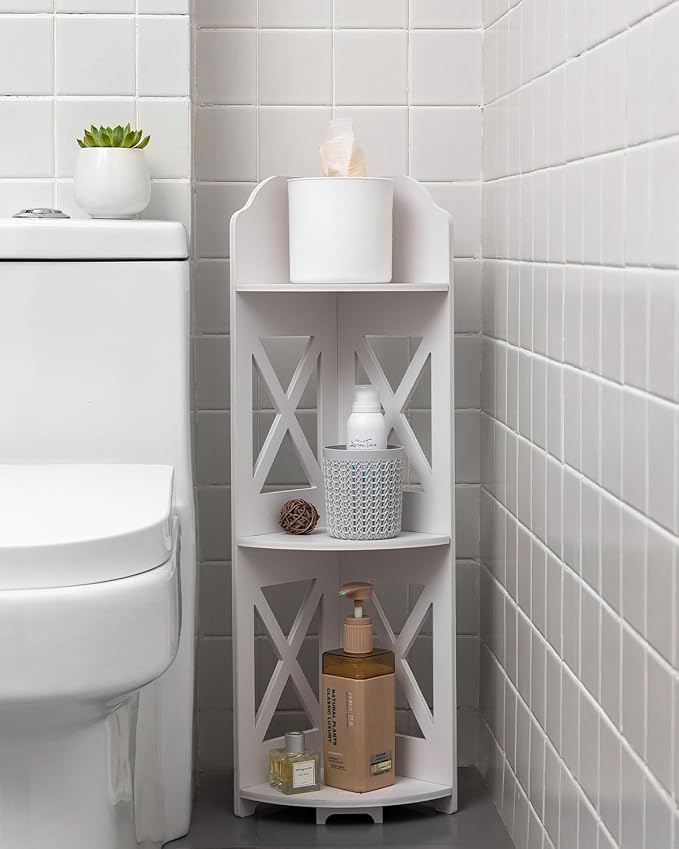 J JINXIAMU Corner Shelf Small Bathroom: Frees Up 65% Bath Space for Renters