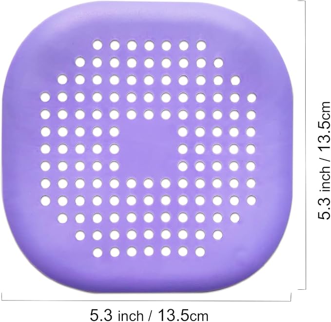 4 Pcs Shower Drain Hair Catcher Bathtub Stopper Home Drain Protectors Drain Cover with Sucker Water Trap Sink Cover for Bathroom Bathtub and Kitchen (Purple)