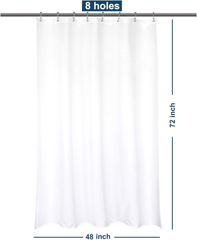 Barossa Design 48x72 Fabric Stall Shower Curtain Liner White | Soft Microfiber Cloth, Waterproof, Hotel Quality, Machine Washable, 48W x 72H for Bathroom Stall