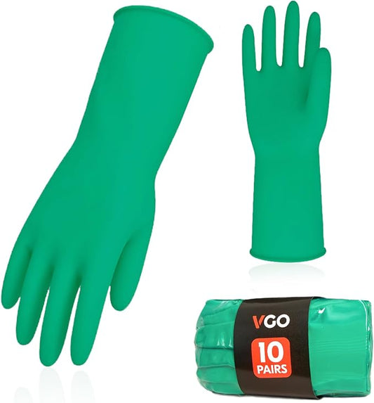 Vgo...Latex Reusable Household Gloves,Cleaning Gloves,Long Cuff (HH4601,XL) | green,extra Thickness,kitchen,dishwashing,household,painting,gardening,pet care,car washing,bathroom,hair dyeing,laundry