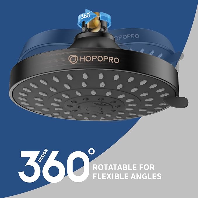 High Pressure Shower Head, HOPOPRO 5-Mode Fixed Showerhead, NBC Recommended | The Washington Post, NBC, Today Recommended, Consumer Reports Tested High Flow Fixed Shower Head (6 Inch Oil Rubbed Bronze)