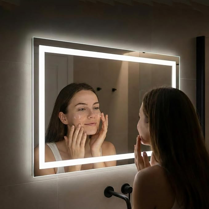40"x 32" LED Bathroom Mirror with Lights, Smart Anti-Fog Wall Vanity Mirror | Stepless Dimmable, 3 Color, Backlit & Front Lit, Memory Function, Tempered Glass, Shatterproof, ETL Listed Lighted LED Mirror