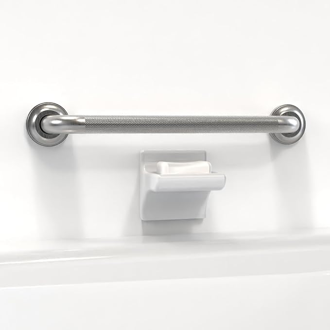 1-1/4" Knurled Grab Bar, ADA Compliant Bath Safety Shower Handrail, Bathroom Mobility Aid Handle for Seniors and Disabled, Heavy Duty 500lbs Support