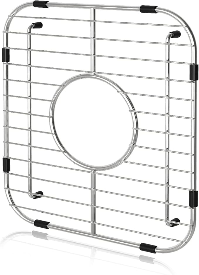 Orgneas Sink Protectors for Single Bowl Kitchen Sink Centered Drain | 304 Premium Stainless Steel Sink Bottom Grid Insert Sink Grate Drying Rack 12.5"x10.5", 1 Pcs