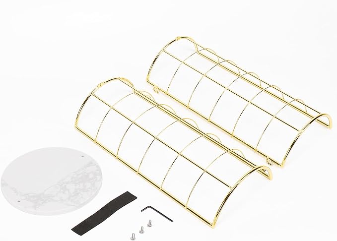 NearMoon Toilet Paper Organizer Stand, Free Standing 3 Rolls Tissue Storage, Metal Bathroom Accessory, Rustproof Toilet Roll Holder for Kitchen Countertop Inside Cabinet Shelf(Marble Base,Gold)