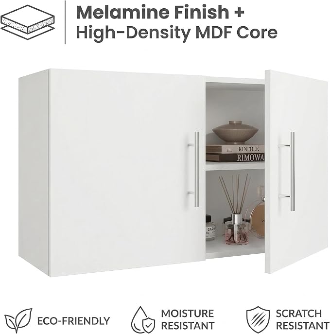 Wall Cabinet Set of 3, 36" W x 12" D x 20" H Wooden Wall Mounted Storage Cabinet, Double Door Cabinet with Soft Close, Metal Handle, Adjustable Shelf,for Kitchen, Garage, Laundry, Bathroom,White