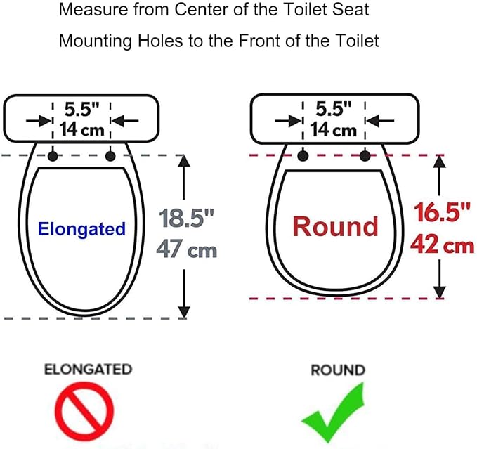 Hibbent Premium Round Toilet Seat with Cover Quiet Close, One-Click to Quick Release, Easy Installation Non-Slip Seat Bumpers, Slow Close Toilet Seat and Cover, Easy Cleaning-White Color