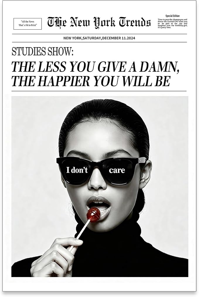 Haitunone Modern Minimalist Newspaper Quotes Wall Art Black and White Feminist Inspirational Poster Mental Health Canvas Prints Trendy Room Aesthetic Wall Decor 24X36 inch Unframed