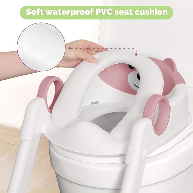 COOSEYA Toilet Seat, Potty Training Seat for Toddler, Upgraded 2-in-1 Potty Toilet Training for Boys and Girls, Waterproof Cushioned Mat with Non-Slip Step Stool