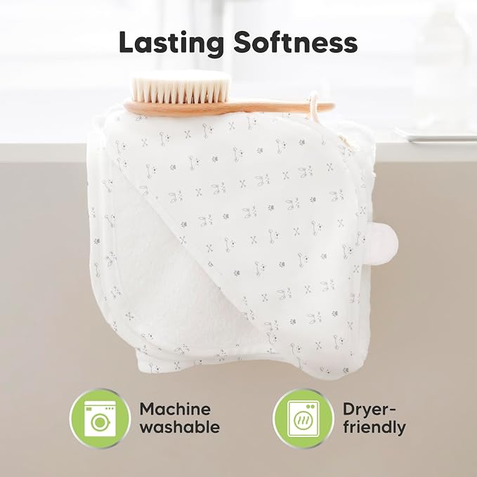 KeaBabies Hooded Baby Towel for Newborn, Baby Bath Towels (KeaStory, 35x35) | Viscose Derived from Bamboo, Large Baby Towels with Hood, Boys, Girls, Toddler, Soft Absorbent Baby Bath Essentials