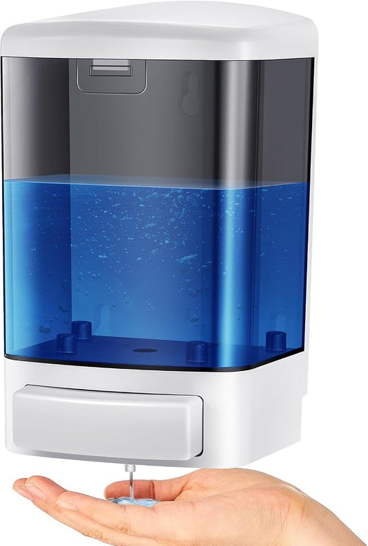 Hushee Manual Soap Dispenser 33.8oz / 1000ml Kitchen Bathroom Plastic Refillable Wall Mounted Commercial Soap Dispenser for Liquid Containers Shampoo Gel Chamber Hotel Restaurant(Black)