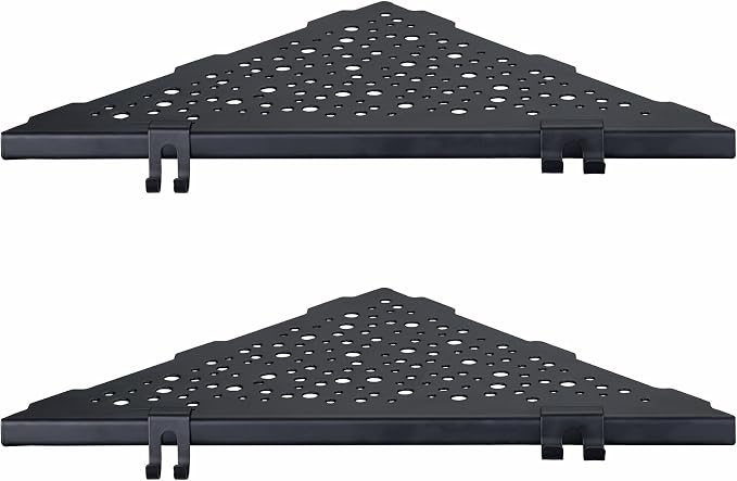 WELLUP Shower Shelf with 4 Hooks,10" Matte Black Corner Shower Shelf 2 Pack | 304 Stainless Steel Corner Shelf Recessed, Shower Corner Shelf for Tile Wall,Holds 15 lbs,Hollowed Drainage,Easy Install