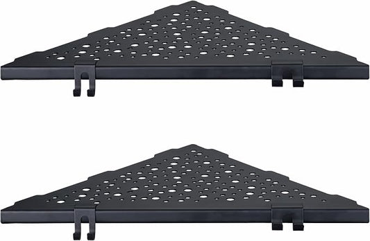 WELLUP Shower Shelf with 4 Hooks,10" Matte Black Corner Shower Shelf 2 Pack | 304 Stainless Steel Corner Shelf Recessed, Shower Corner Shelf for Tile Wall,Holds 15 lbs,Hollowed Drainage,Easy Install