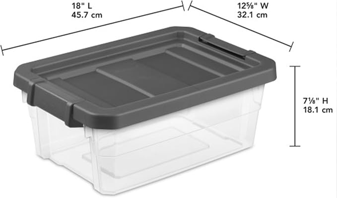 Sterilite Modular Stacker Box with Latching Lid, 16 Quart, 24-Pack | Clear Plastic Storage Bins - Stackable Organizing Container Boxes for Closet, Bathroom, and Office
