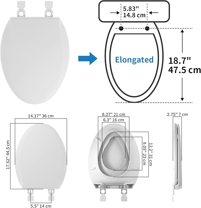 Hibbent Potty Training Toilet Seat, Built-in Magnetic Seat, Lid with Cover, Never Loosen and Slow Close Convertible Toilet Seat for Kids, Adult and Child (White, Elongated)