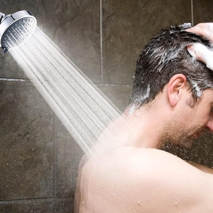 AISOSO High Pressure Rain Shower Head 5 Modes Showerhead 4.1 Inch Chrome | Low Water Pressure Compatible, Powerful Spray Fixed Showerhead for a Relaxing Indoor & Outdoor Shower
