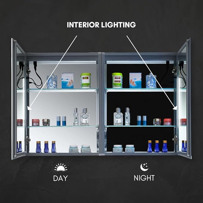 Blossom LED Lighted Bathroom Medicine Cabinet Mirror, Left Hinge, 20x26 | Bathroom Storage Cabinet, Medicine Cabinets Organizer, Vanity Mirror with Storage, Recessed/Surface Mount, Adjustable Shelves