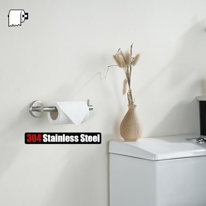 JQK Toilet Paper Holder, 5 Inch 304 Stainless Steel Tissue Paper Dispenser, Brushed Nickel Wall Mount 2 Pack, TPH100-BN-P2