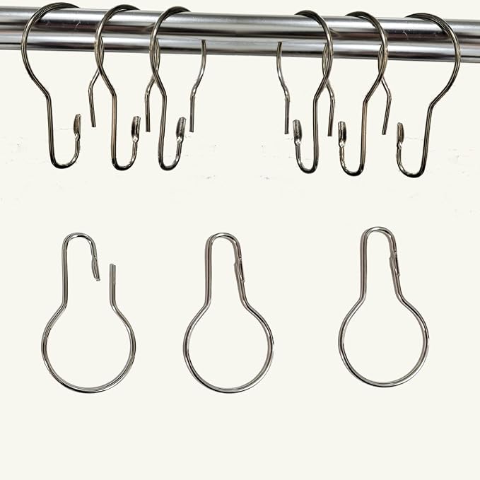 Shower Curtain Rings Hooks, Rust-Resistant Metal Shower Curtain Hooks, Stainless Steel Shower Curtain Rings for Bathroom Shower Curtain Rod (500)