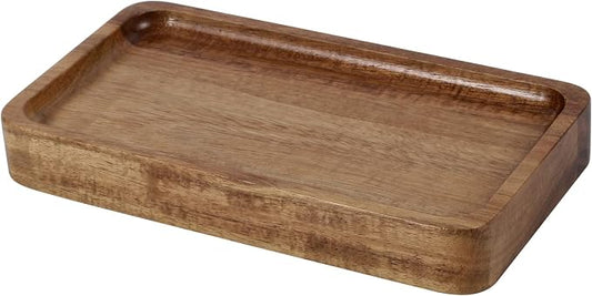 Vanity Tray, Bathroom Tray | Soap Dispenser Tray for Bathroom, Kitchen and Home Decor(Acacia-Small)