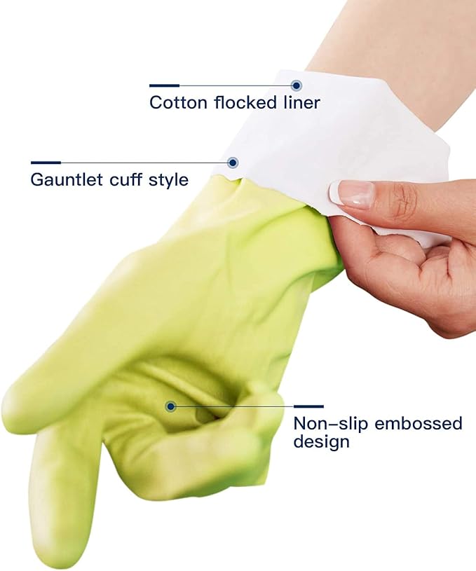 LANON wahoo Cleaning Gloves with Cotton Flocked Liner,Bud Tender,Medium | Skin-Friendly,Dish Washing,Reusable,Latex Free,DEHP-Free,Non-Slip,Dishwashing Household Kitchen Gloves