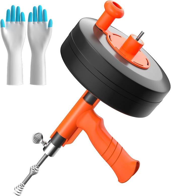 35ft Drain Snake Auger, Plumbing Snake With Drill Adapter, Heavy Duty Flexible Sink Steel Plumbing Auger Bathroom Hair Clog Removal Tool, Manual Or Powered - No auto retract or feed
