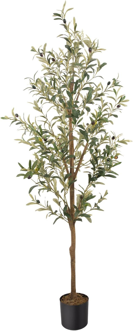 Artificial Fake Olive Tree 5FT 1Pack Faux Olive Tree for Home Decor | Faux Artificial Plants Indoor Fake Potted Plants with Natural Olive Branches and Realistic Leaves for Living Room Decor