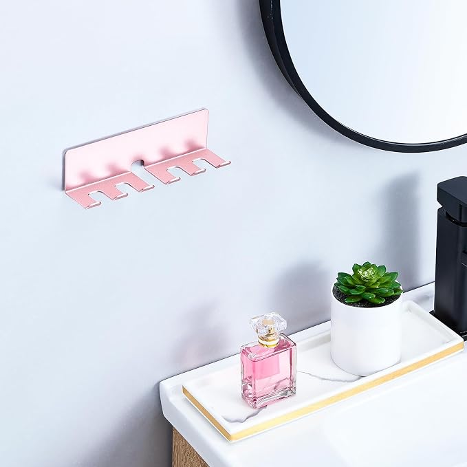 Electric Toothbrush Head Holder, Toothbrush Holders Wall Mounted, Electric Toothbrushs Holder, Bathroom Shower Tooth Brushing Holder, Tooth Brush Head Holder Organiser (Rose Gold, Large)