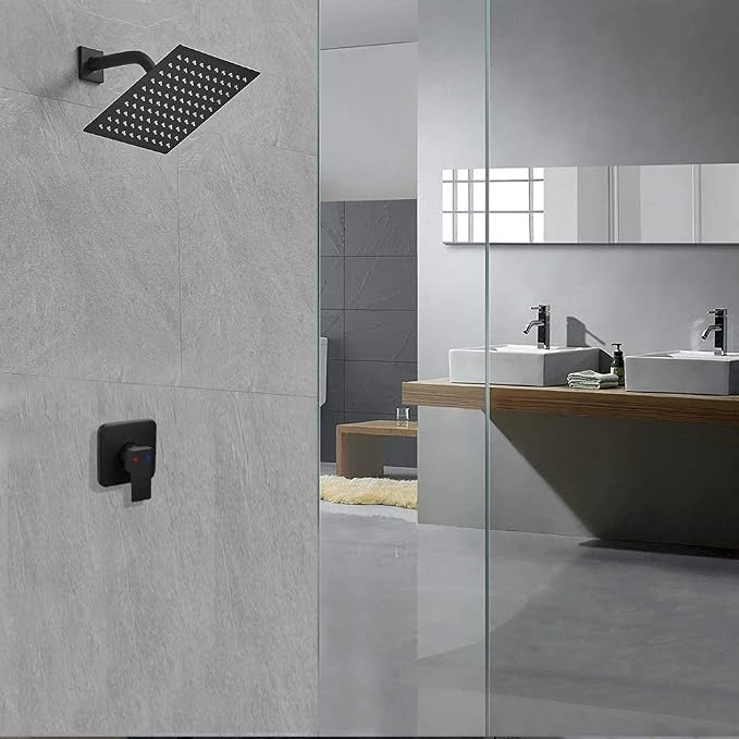 Voolan Rain Shower head, High Pressure Shower Head Made of 304 Stainless Steel, Relaxed Shower Experience Even at Low Water Flow and Pressure (10" Black)