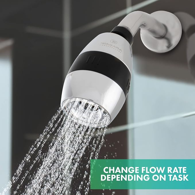 Niagara Conservation N2615CH Tri-Max 1-Spray with 0.5-1.5 GPM 2-in. Wall Mount Adjustable Fixed Shower Head in Chrome, 1-Pack | Bathroom Shower Head Sprayer with Pressure Compensation