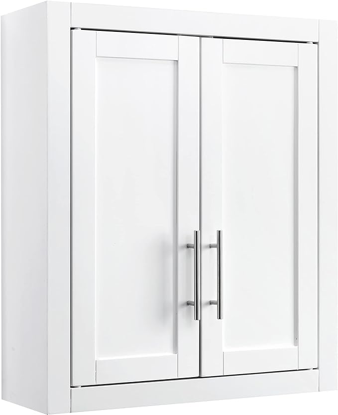 Crosley Furniture Savannah Wall Mounted Bathroom Storage Medicine Cabinet with Shelves, White