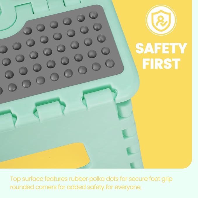 9 Inch Folding Step Stool 300 LB Capacity Non Slip Foot Stool with Handle Plastic Foldable Step Stools for Kids Stepping Stool for Bathroom Black Small Step Stool (1 PC Teal) | Heavy Duty Foldable Stools, Lightweight, Holds 300 lb, for Toddler Kitchen ...