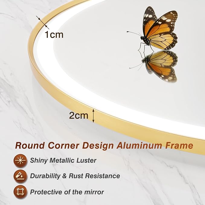 24x40 Inch Oval Gold Framed LED Bathroom Mirror with Lights, Built-in Bluetooth Speaker,Tempered Glass,Dimmable Lighted Bathroom Vanity Mirror with 3 Colors, Backlit + Frontlit, Memory, Anti-Fog