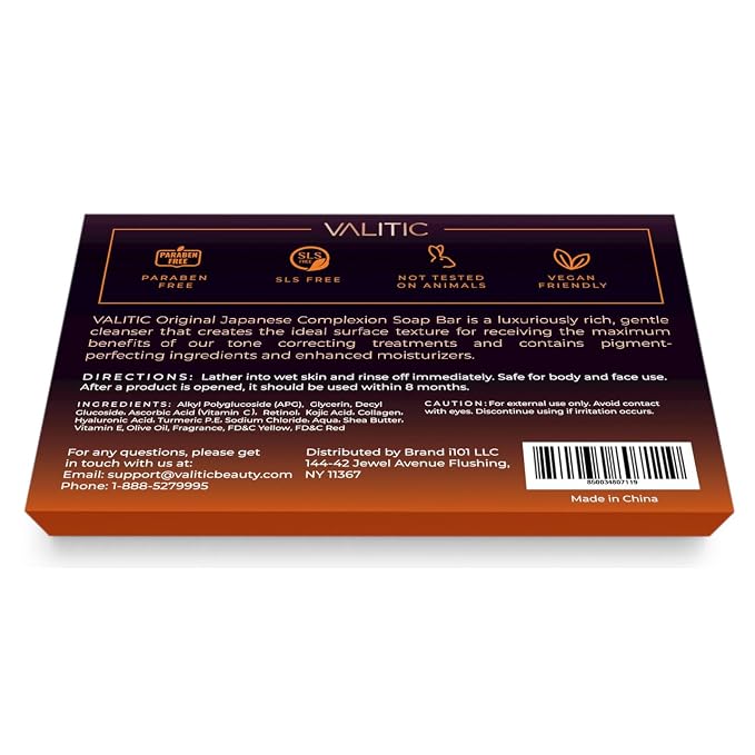 Valitic Kojic Acid Dark Spot Remover Soap Bar with Vitamin C, Retinol, Collagen, Turmeric - Original Japanese Complex - Hyaluronic Acid, Vitamin E, Shea Butter, Castile Oil ( 4 Pack ) With Soap Holder