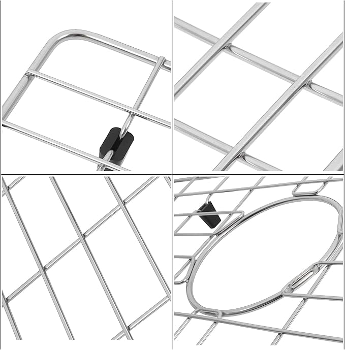 LQS Stainless Steel Sink Protectors, Kitchen Sinks Grid with Center Drain Hole for Single Bowl, Sink Protector, Kitchen Sinks Grate, Sink Bottom Grid (14 7/16" x 16 15/16")