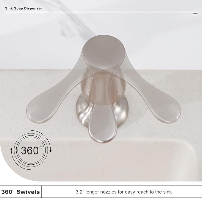 Kitchen Sink Soap Dispenser Brushed Nickel, G0086BN-G | Under Sink Soap Dispenser with 40" Silicone Extension Tube, Say Goodbye to Frequent Refills