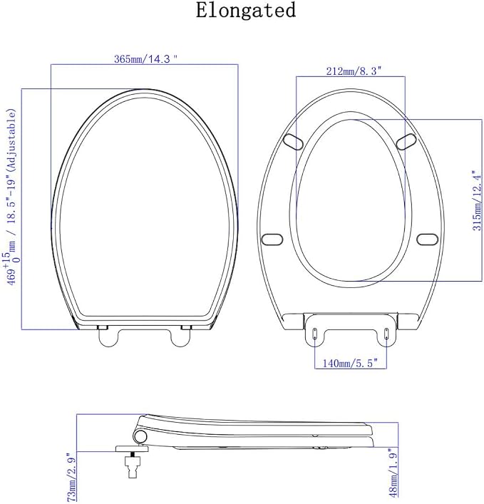 Hibbent Premium Elongated Toilet Seat with Cover Quiet Close, One-Click to Quick Release, Easy Installation Non-Slip Seat Bumpers, Slow Close Toilet Seat and Cover, Easy Cleaning-White Color