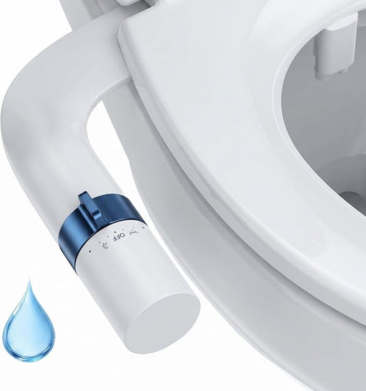 Bidet Attachment For Toilet, Non Electric Dual Nozzle Bathroom Sprayer | Self Cleaning Nozzle, Adjustable Pressure Control, Slim Design, Easy Installation, RV & Home Use