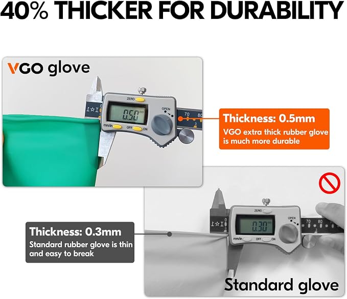 Vgo...Latex Reusable Household Gloves,Cleaning Gloves,Long Cuff (HH4601,XL) | green,extra Thickness,kitchen,dishwashing,household,painting,gardening,pet care,car washing,bathroom,hair dyeing,laundry