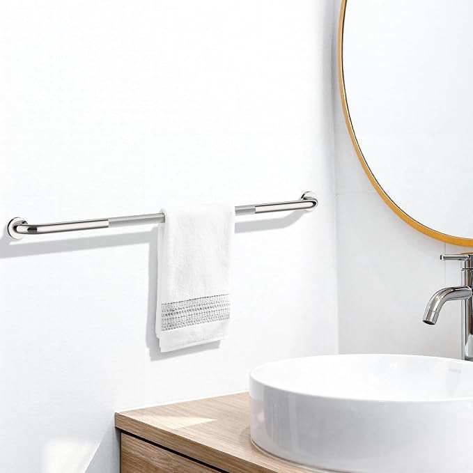 ZUEXT 2 Pack 48 Inch Extra Long Polished Chrome Anti Slip Shower Grab Bar | Stainless Steel Bathroom Safety Assist Handle, Heavy Duty Wall Mounted, Balance Support Rail for Seniors Handicap, 1.25" Dia