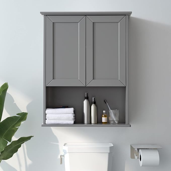 VANIRROR Bathroom Wall Mounted Wood Medicine Cabinet with Adjustable Shelf | 23"x 29" Over Toilet Wall Hanging Cabinets for Entryway, Kitchen, Laundry Room