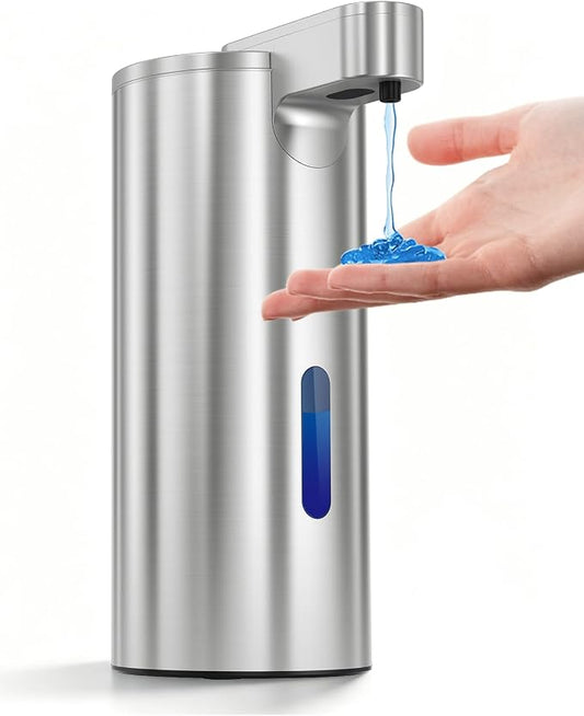 Fantictas Automatic Soap Dispenser Touchless, Stainless Steel 11.5 oz | Touchless Soap Dispenser for Hand or Dish Soap, USB-C Rechargeable with 3 Adjustable Levels, for Kitchen Sink and Bathroom