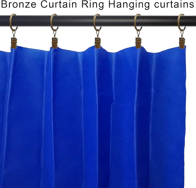 LLPJS 44 Pack Curtain Rings with Clips, Curtain Clip Rings Hooks, Bow Hanger Clips for Hanging Drapery Drapes Bows, Ring 1 inch Interior Diameter, Fits up to 5/8" Rod, Bronze