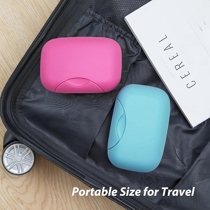 3 Pcs Travel Soap Case, Travel Soap Container - Portable Soap Case Colorful Soap Holder for Home, Bathroom, Hiking, Camping, Outdoor (Blue-Pink-Rose Red)