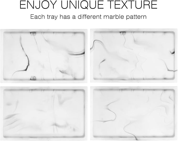 Luxspire Resin Bathroom Vanity Tray Countertop Organizer, M, Marble White | 10 x 6 inch, non-slip waterproof resin, easy wipe clean, fits bath kitchen vanity, holds jewelry toiletries soap